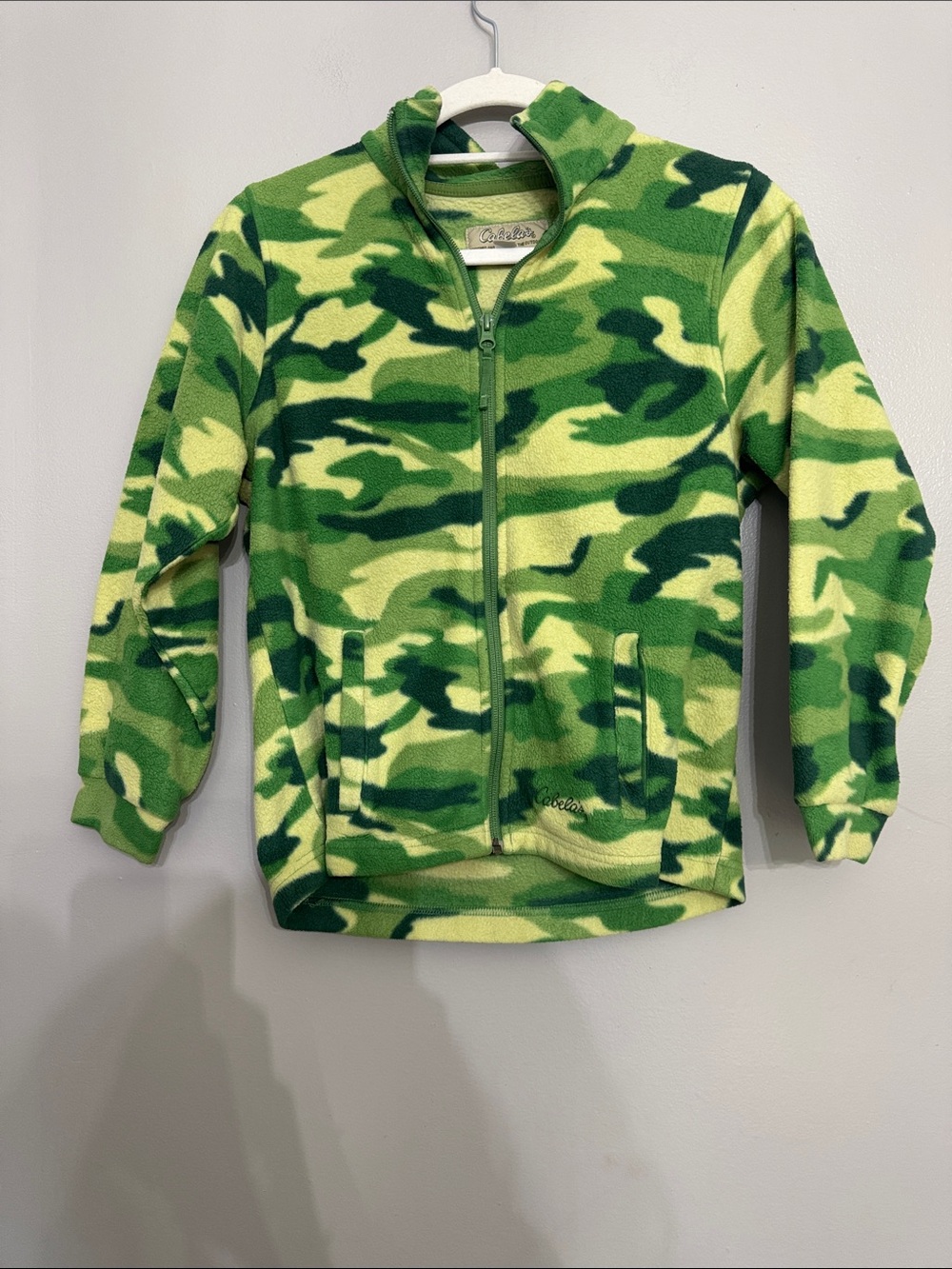 Cabela's Green Camo Zip-Up Fleece Hoodie